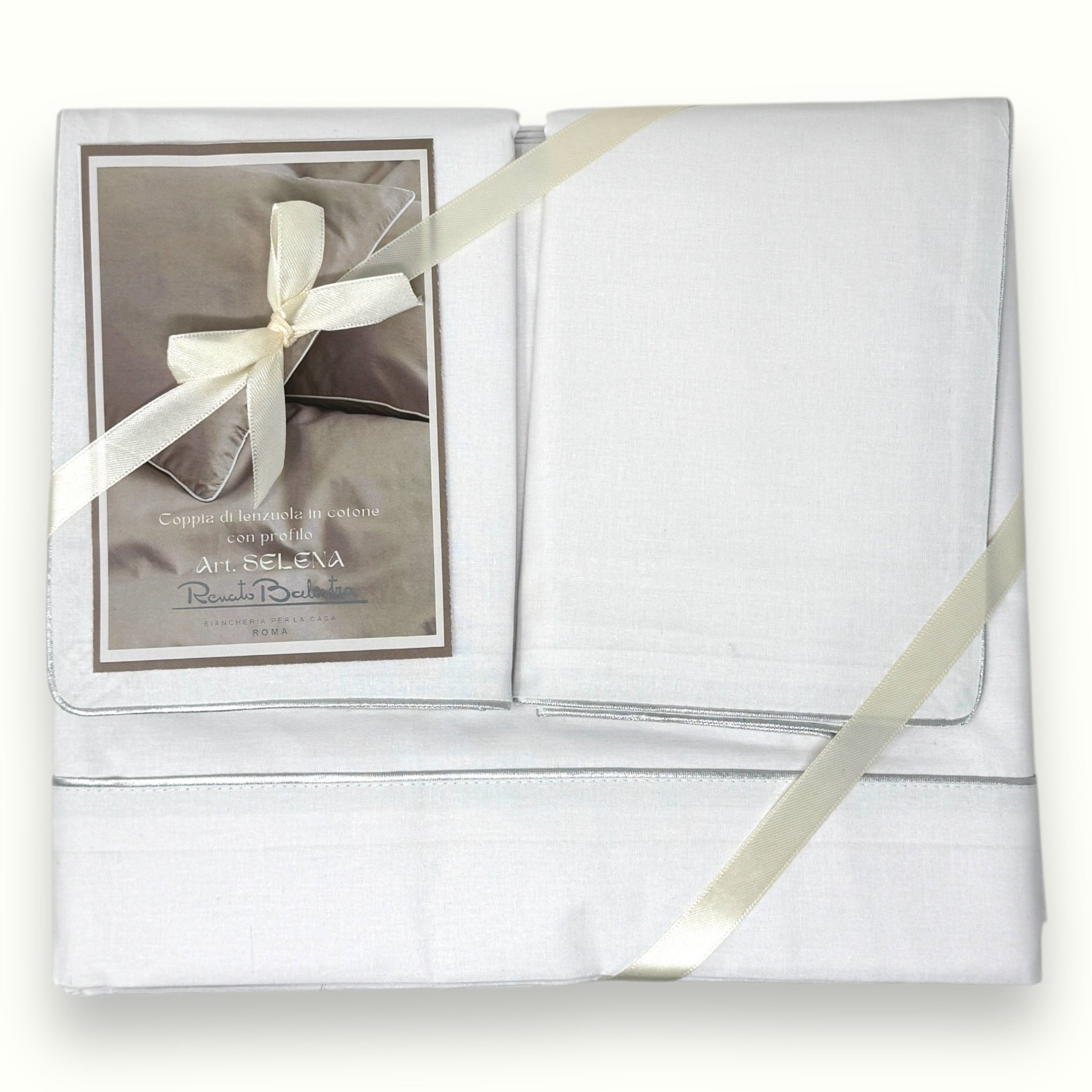 Completo Lenzuola Matrimoniali Renato Balestra – Cristel Grigio Con Glitter, Set 2 Piazze Con Federe, 180x200 + 250x300 + 50x80