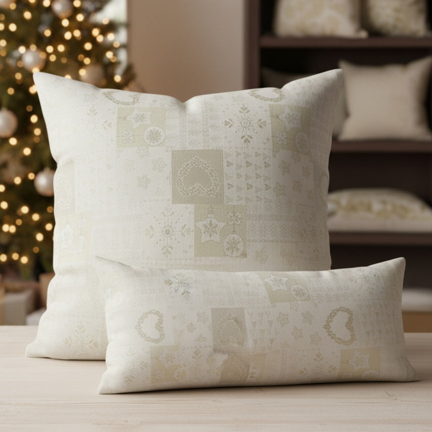 Cuscino Arredo Natalizio "Parigi" | Cotone con Lurex | Decorazione Divano