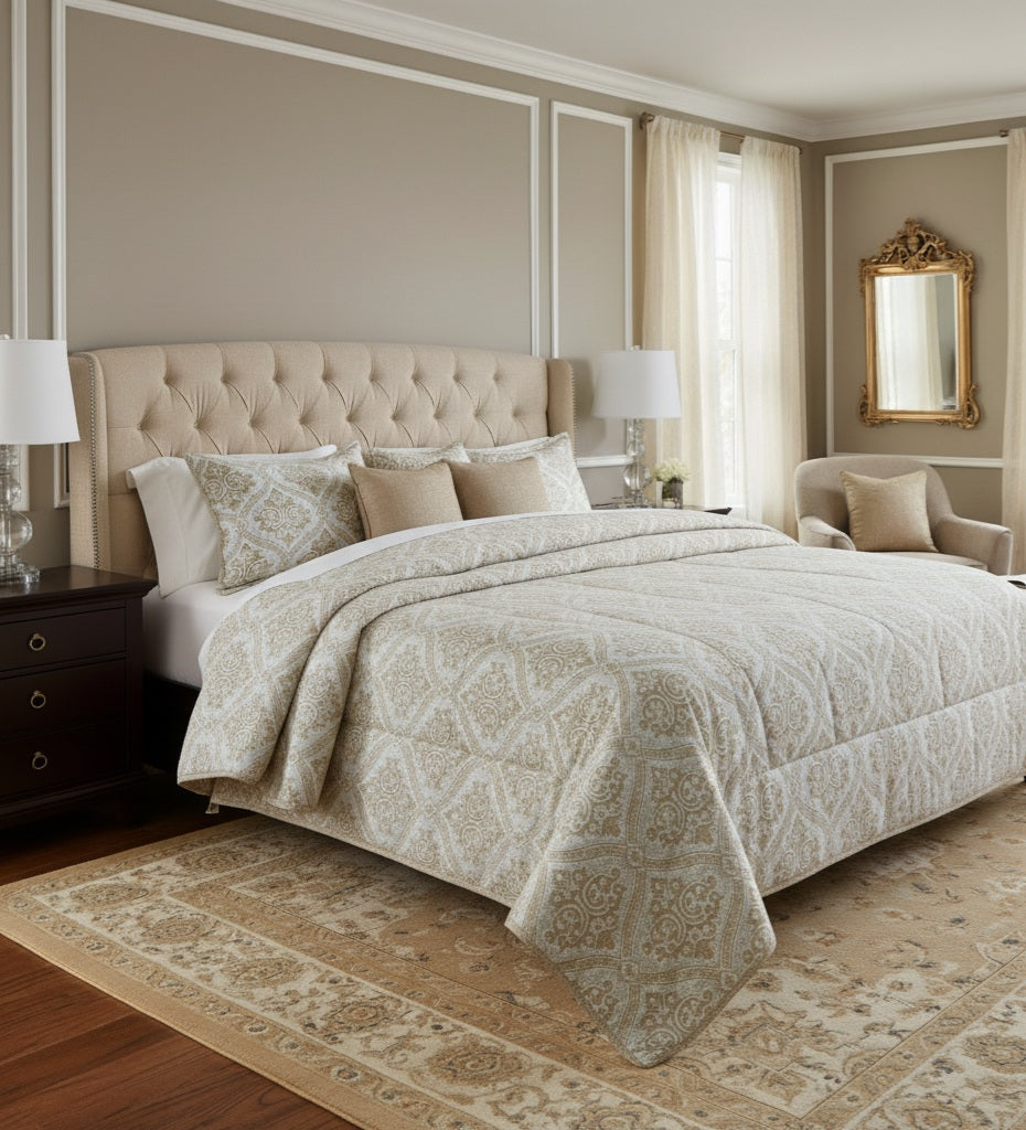 Trapunta Matrimoniale Perla Jacquard 270x270 cm | 350 gr Made in Italy