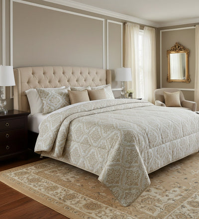 Trapunta Matrimoniale Perla Jacquard 270x270 cm | 350 gr Made in Italy