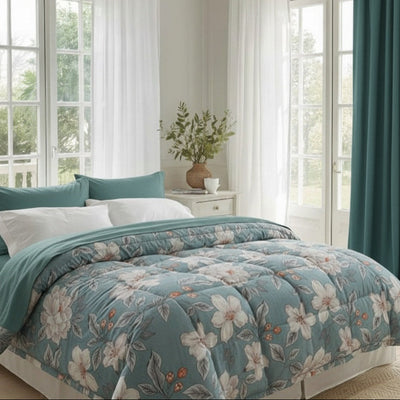 Trapunta Aris Matrimoniale in Cotone Stampa Fiori stilizzati  270x270 cm