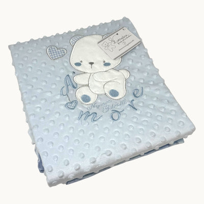 Nazareno Gabrielli Copertina Carrozzina In Pile Bubble Con Ricamo " Amore " 75x100 - Double Face -  Art. Ng4732-1