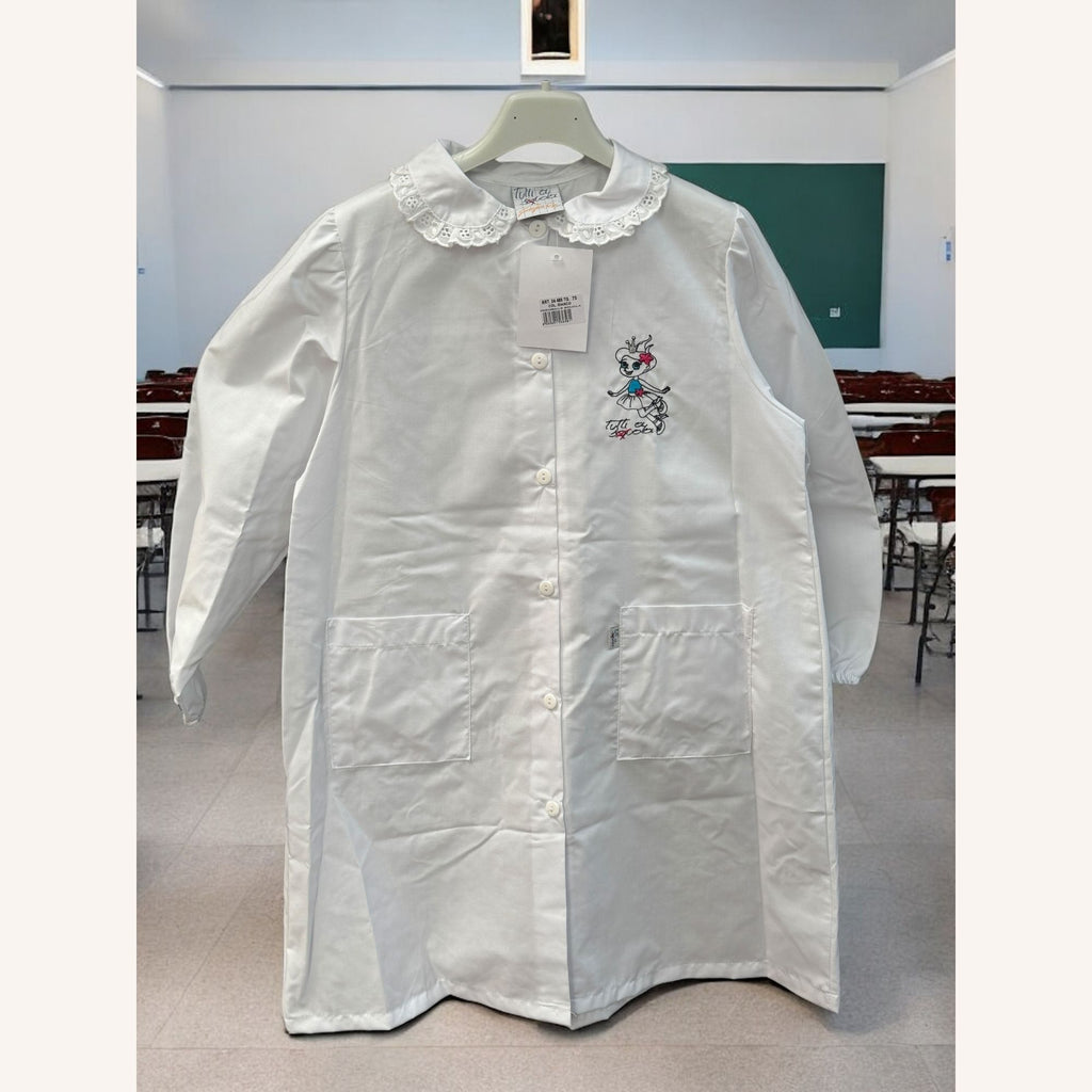 Mariano Grembiule Bianco Per Bambina Scuola Elementare – Ricami Variabili, Prodotto In Italia Con Omaggio Incluso