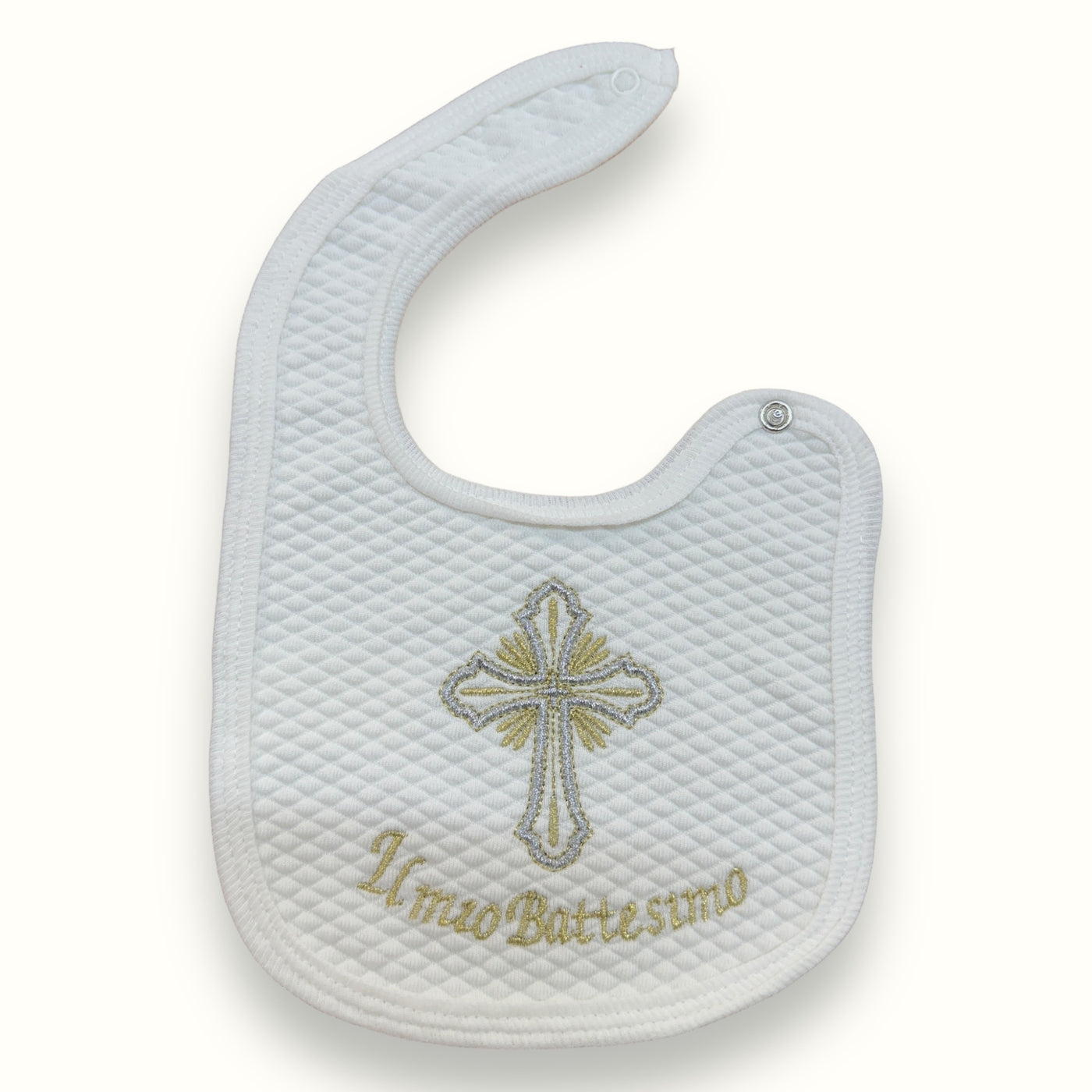 Nancy Baby - Quilted Bib Embroidered My Baptism In Pure Cotton With Clips Gift Idea Art. Ir267