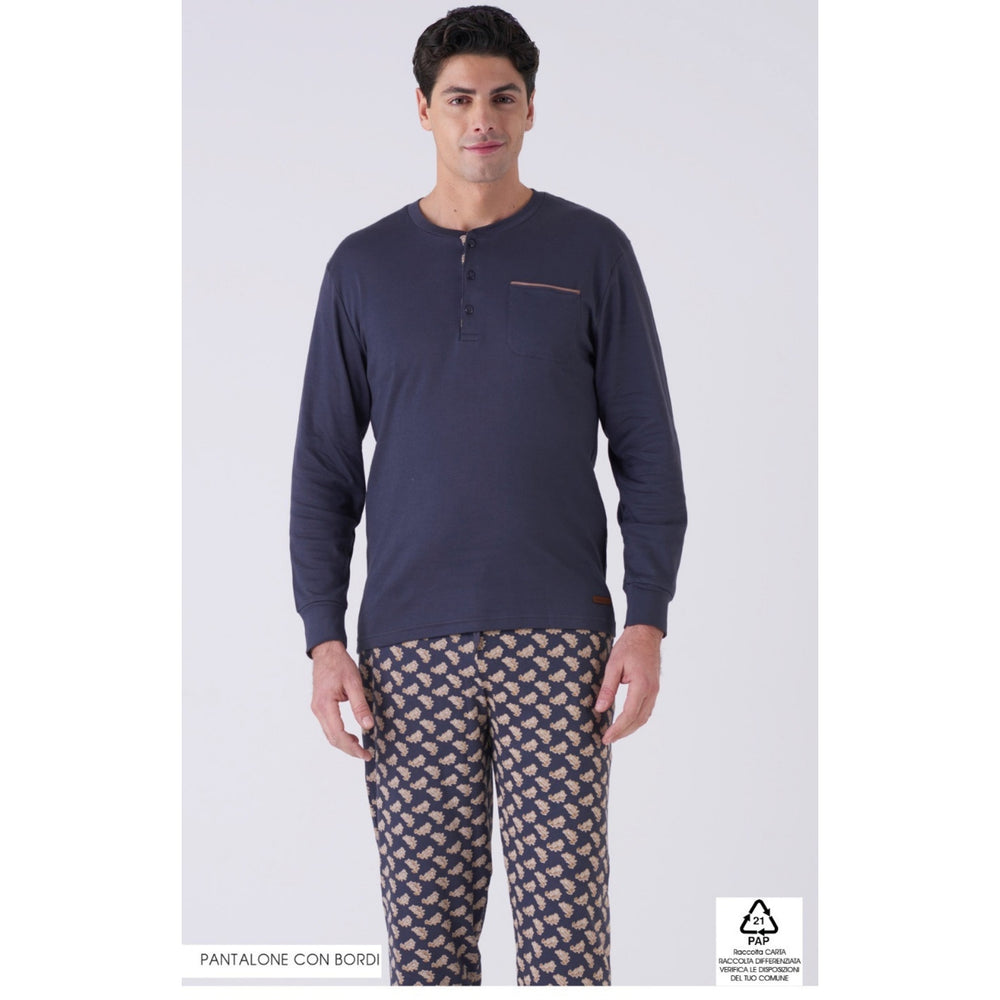 Pigiama in pile composto da maglietta e pantaloni - 2 pezzi - Blu - Uomo - 15.40 Pigiama in pile composto da maglietta e pantaloni - 2 pezzi - Blu - Uomo - 15.40