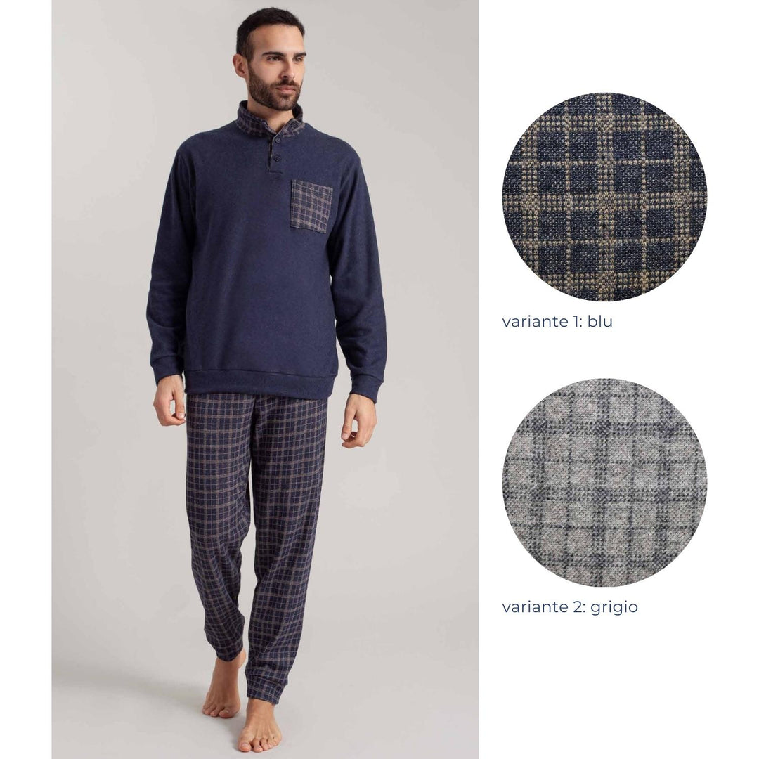 Irge Pigiama Uomo Punto Milano Serafino Bottoni Con Taschino E