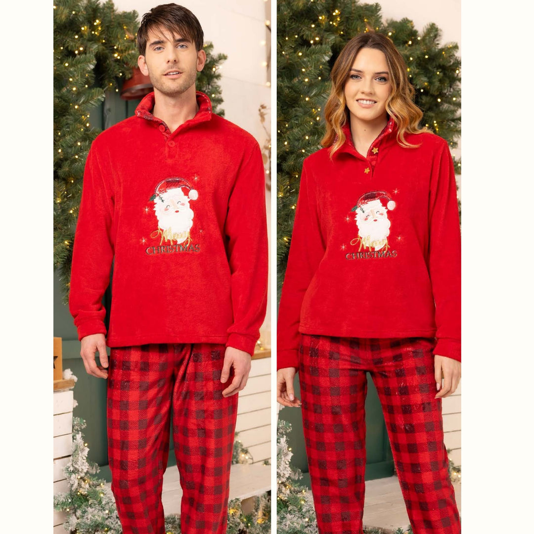 Irge Pigiama Uomo In Soffice Coral Con Ricamo Merry Christmas