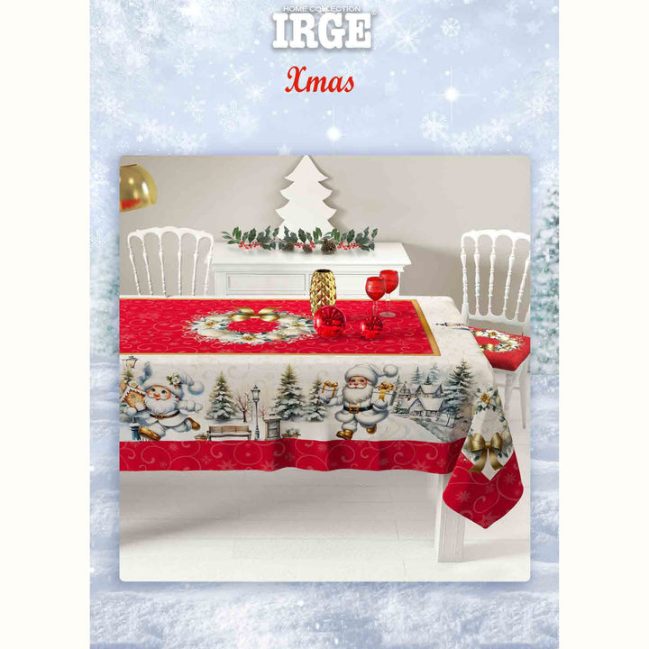 Tovaglia Natalizia Joyfol Day Quadri Rosso 150x200 Cm – Tessuto Antimacchia E Impermeabile Per Tavolo Rettangolare – Perfetta Per Cene E Feste