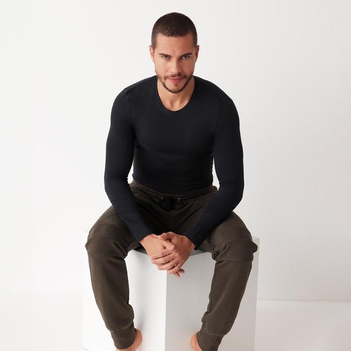 Cotonella Maglia Uomo Girocollo Aderente In Caldo Cotone Tinta
