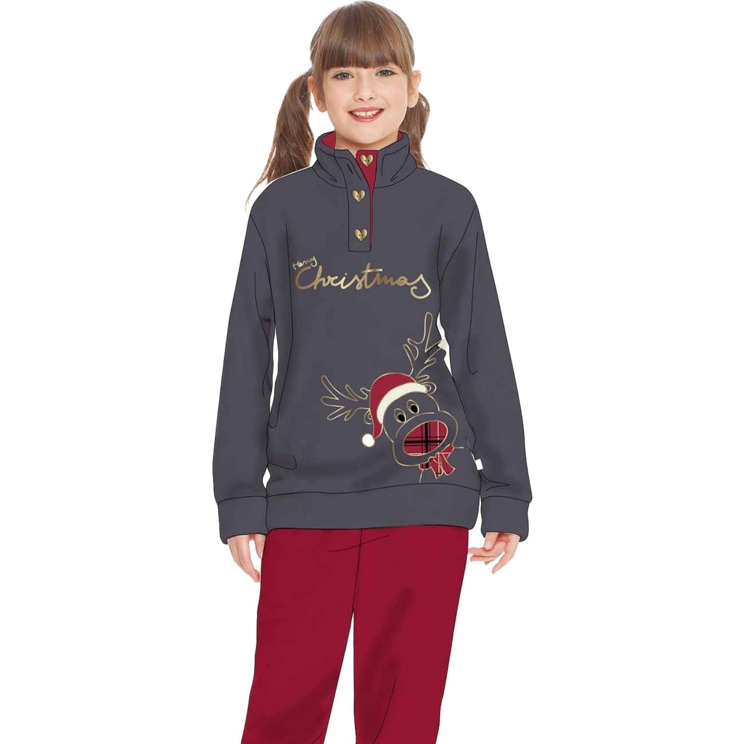 Happy Cherry,Set di biancheria da notte per bambini e bambine, in raso, per l'estate, pigiama con taschino, vita elasticizzata, pantaloni con bottone, per altezza 80 – 160 cm grigio. 170 cm