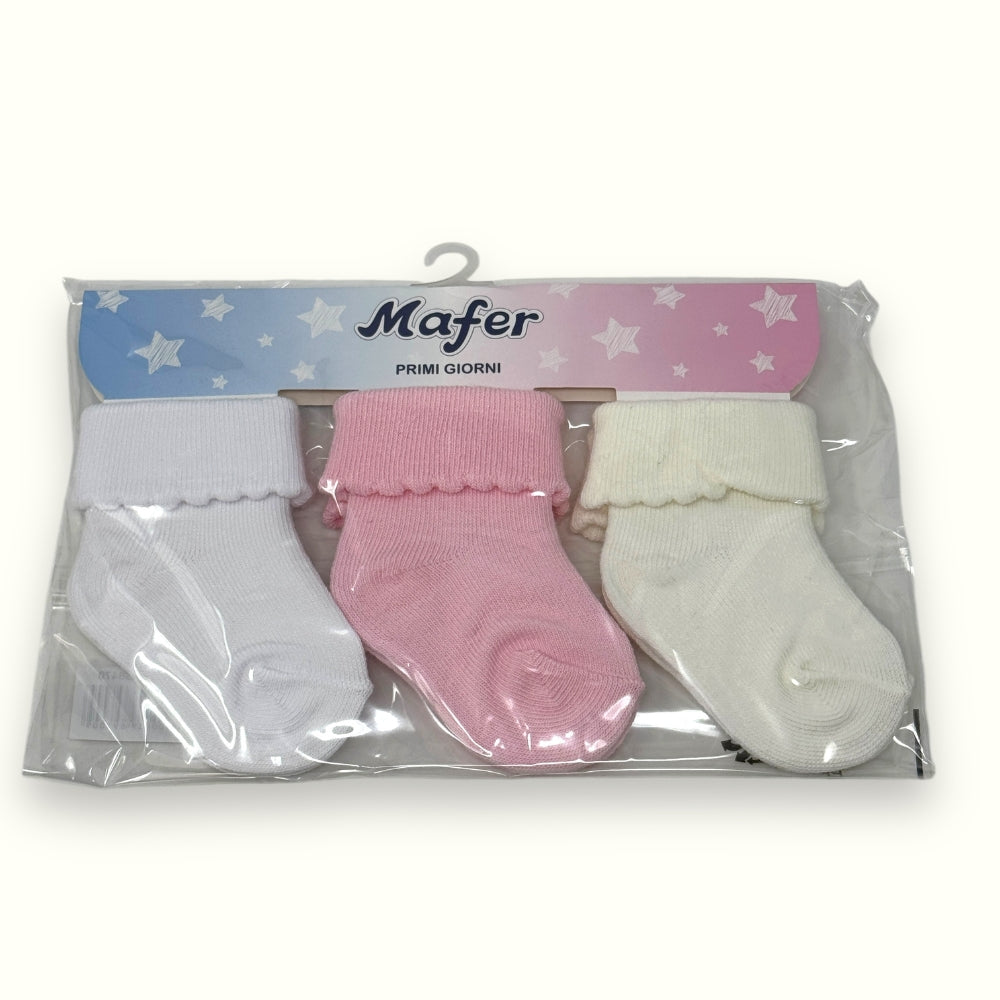 Calzini Caviglia Bebè Pompon Bianco/blu/rosa - Taglie 0-24 Mesi, Confezione 1 Paio