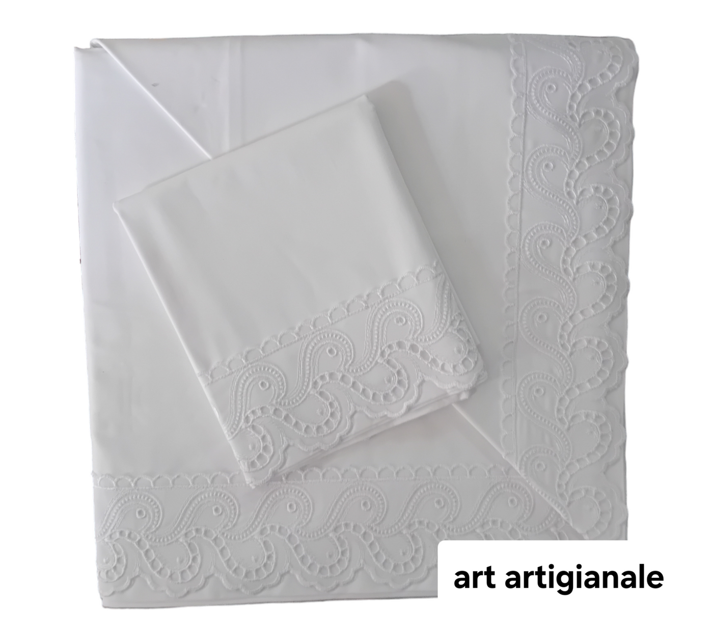 Completo Letto Matrimoniale Linea Roma con Pizzo San Gallo | Made in Italy