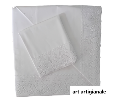 Completo Letto Matrimoniale Linea Roma con Pizzo San Gallo | Made in Italy