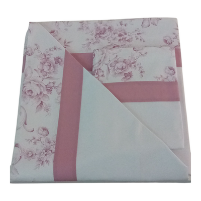 Completo letto Pisa in percalle di cotone con doppia balza – Rosa e Sabbia