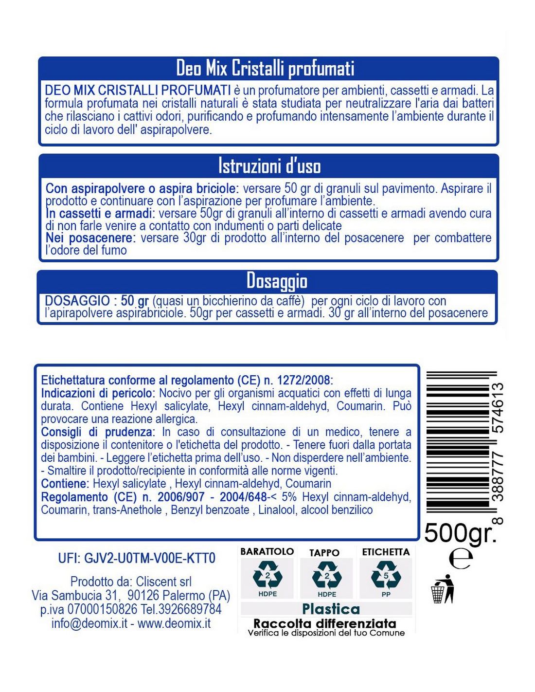 DEO MIX CRISTALLI ASPIRAPOLVERE PETALI DI PEONIA GR.500