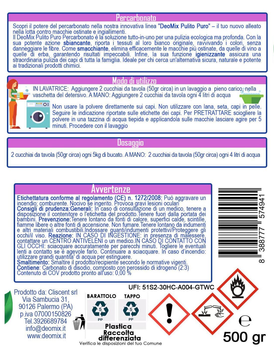 DEO MIX PULITO PURO PERCABONATO GR.500