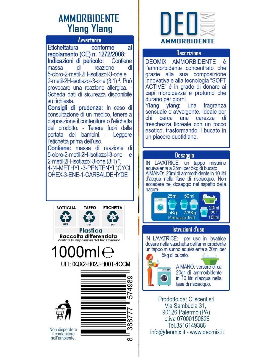 DEO MIX PRO AMMORBIDENTE YLANG YLANG ML.1000