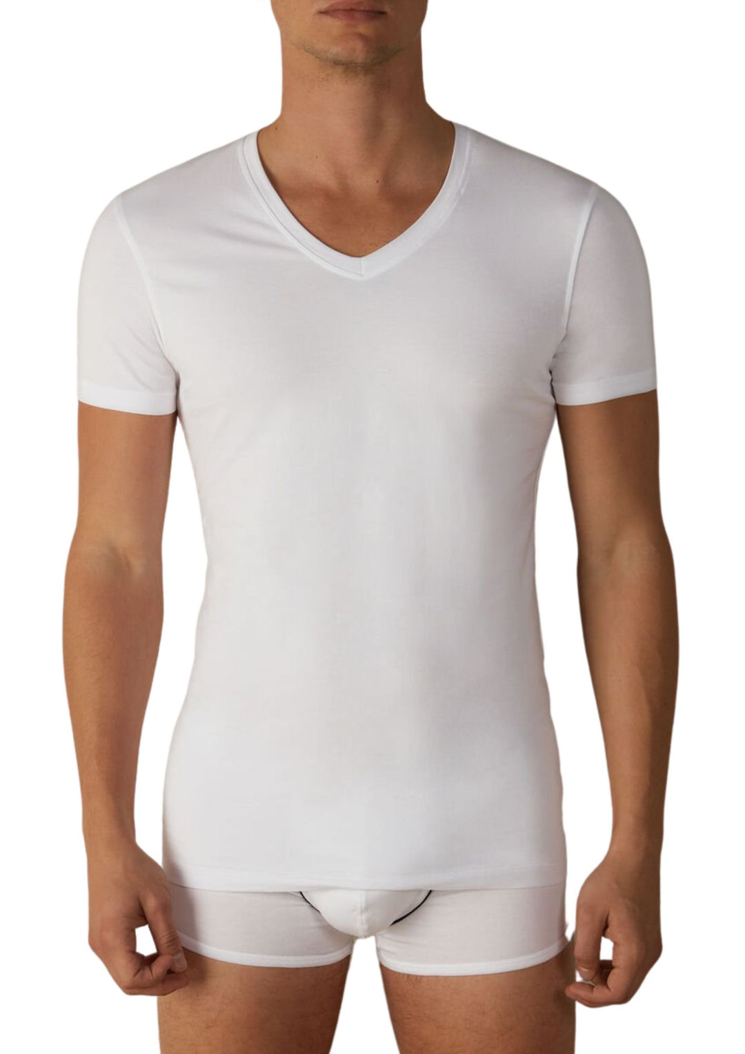 Baci E Abbracci Maglia In Cotone Elasticizzato Scollo V Bianche