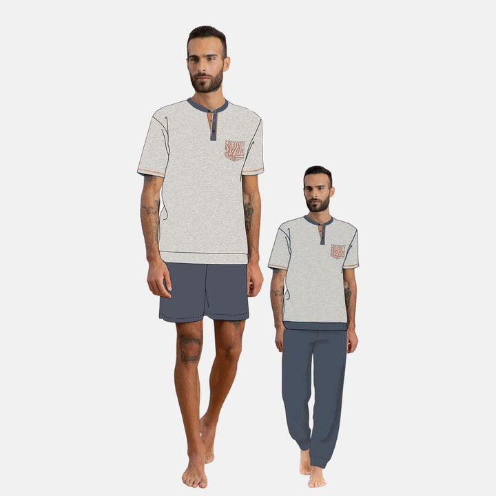 Pigiama Uomo Pezzi Cotone Maglia Manica Corta Pantaloni